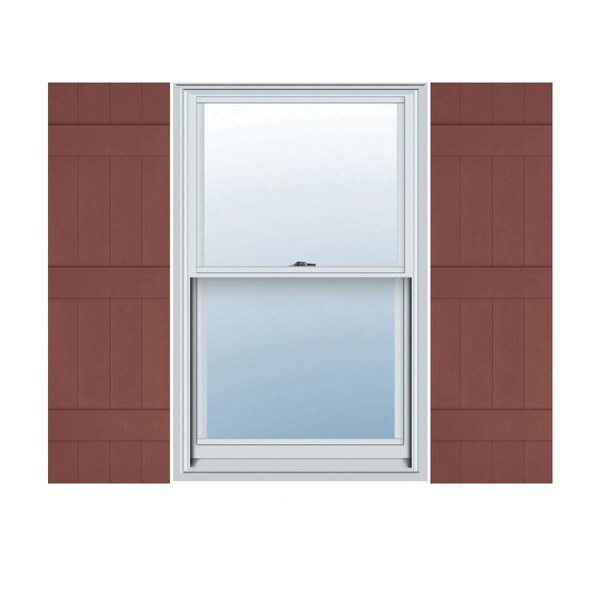 Ekena Millwork Lifetime Vinyl, 4 Board Joined (3 Batten), Board-n-Batten Shutters, w/Shutter Loks, LJ4C14X07600RD, PR LJ4C14X07600RD - main